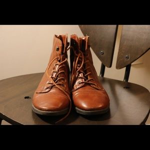 Brown combat boots